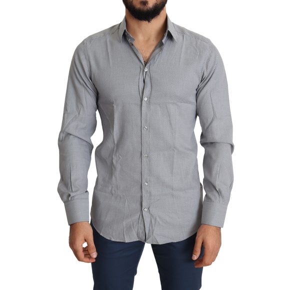 Dolce & Gabbana White Cotton Collared Bib GOLD Dress Shirt